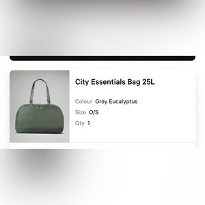 Lululemon City Essentials Bag 25L in Grey Eucalyptus